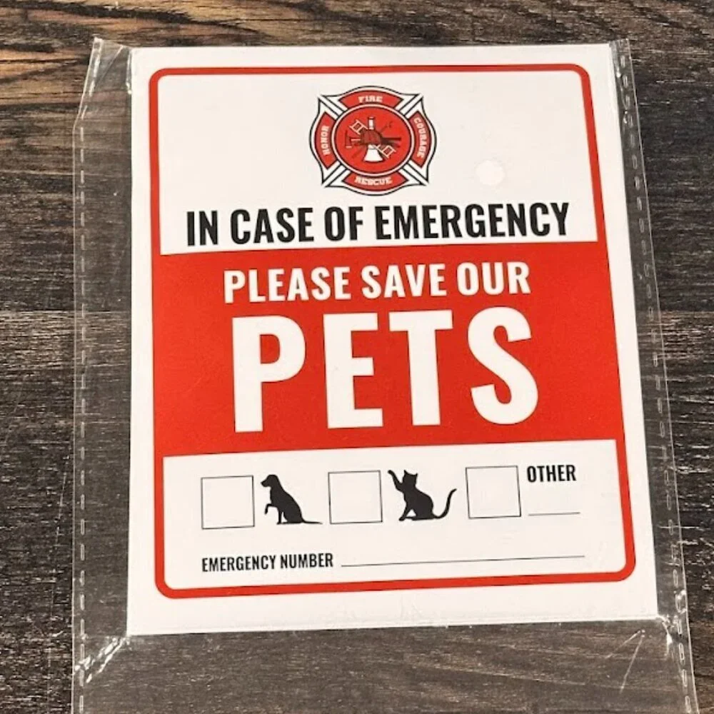 911 Emergency Sticker for Pet Life Saving NWT 5x4